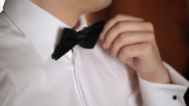 Man wearing bowtie — Stock Video