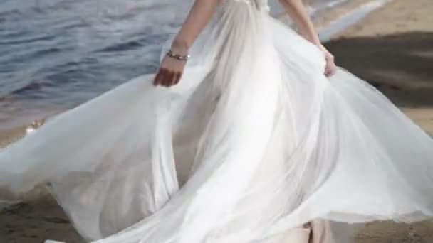 Bride in wedding dress circling — Stock Video