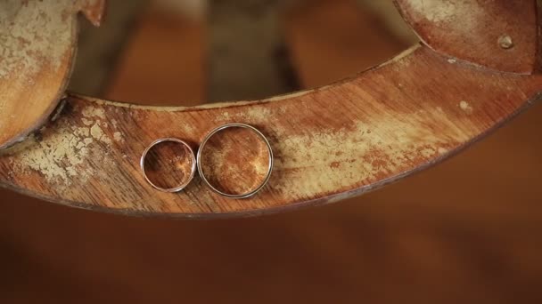 Два обручальных кольца — стоковое видео