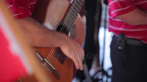 Muž hrající na kytaru — Stock video