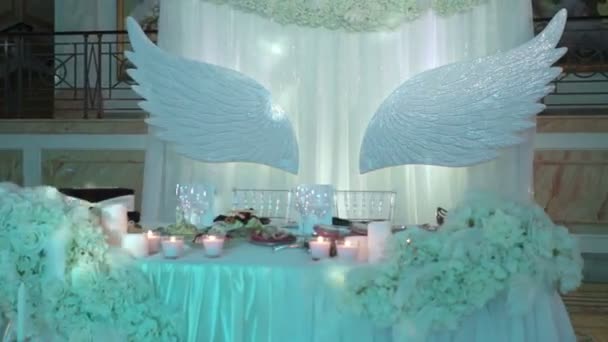 Decorazione ristorante per matrimonio — Video Stock