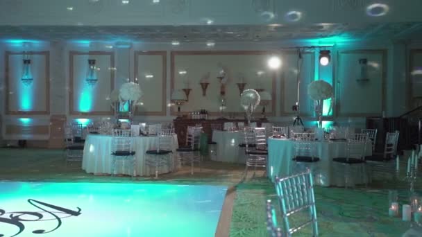 Restaurang dekoration för bröllop — Stockvideo