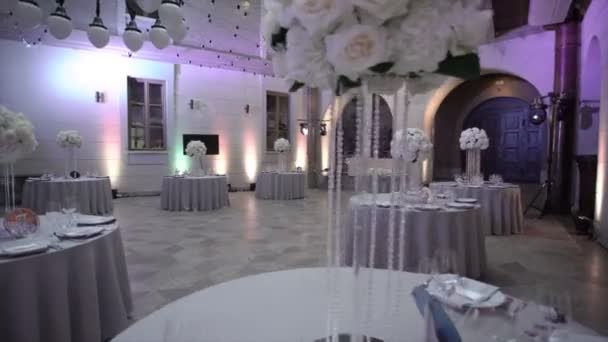 Restaurant Dekoration für Hochzeit — Stockvideo