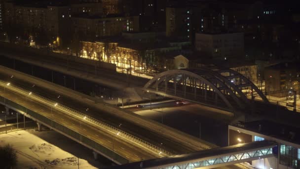 Gece cityscape Üstten Görünüm — Stok video