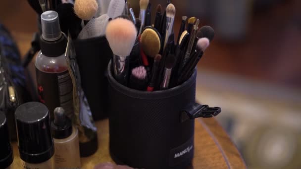 Pincéis de maquiagem profissional — Vídeo de Stock