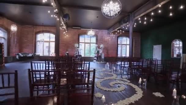 Ceremonia de nuntă decorare în interior — Videoclip de stoc