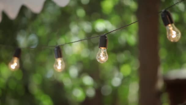 Outdoors garland party decoration — Stock Video