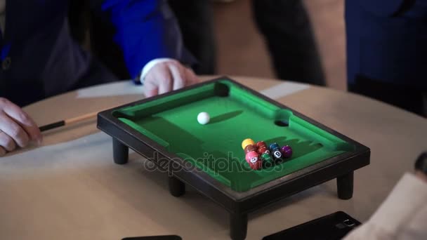 People playing table billiard — Stock Video