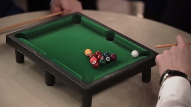 People playing table billiard — Stock Video