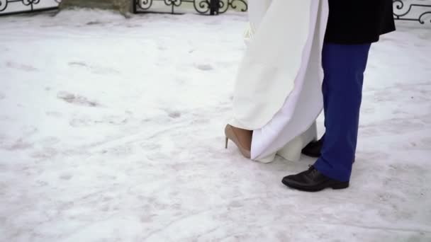 Preciosa boda pareja besos — Vídeo de stock