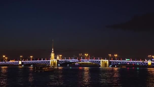 Pont-levis la nuit dans la ville — Video