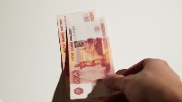 Persona que cuenta el dinero ruso — Vídeos de Stock