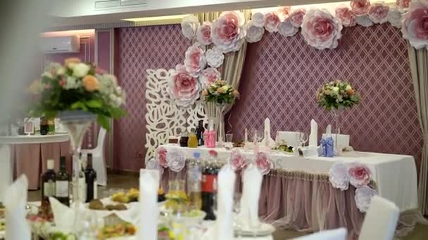 Decoração de recepção de casamento — Vídeo de Stock