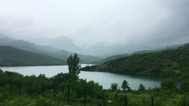 Lake at rainy day — Stock Video