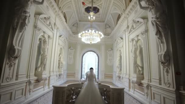 Unerkennbare Braut im Palast — Stockvideo