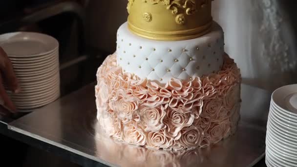 Святкування торта на вечірці — стокове відео