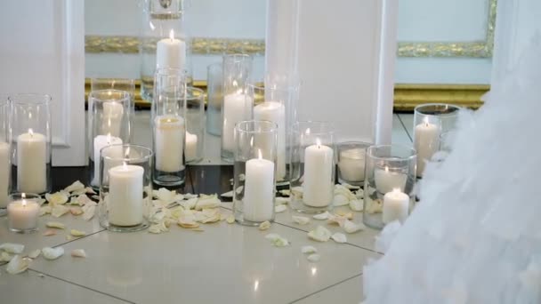 Candles decoration at wedding ceremony — Stock Video