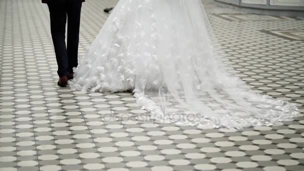 Newlyweds walking slowmotion — Stock Video