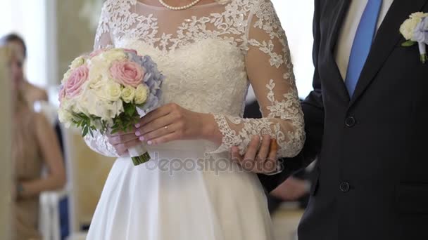新郎新娘牵着手 — 图库视频影像