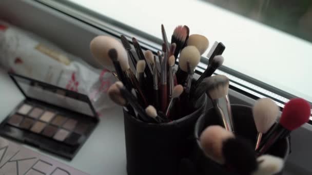 Kuas makeup profesional — Stok Video