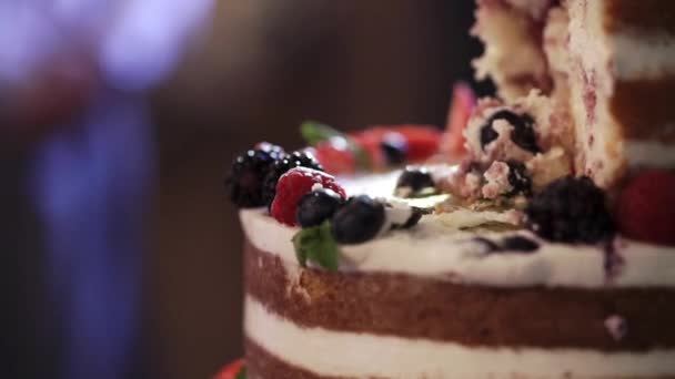 Celebration cake at the party — Stock Video