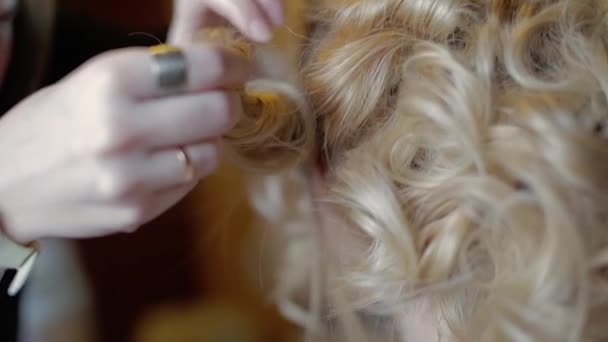 Peluquería haciendo peinado — Vídeo de stock