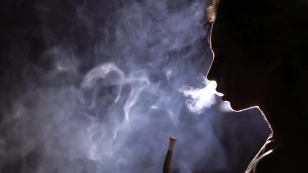 Ung kvinne som røyker hookah – stockvideo