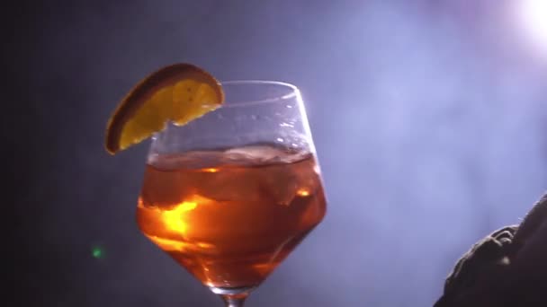 Young woman with glass of cocktail — Stock Video