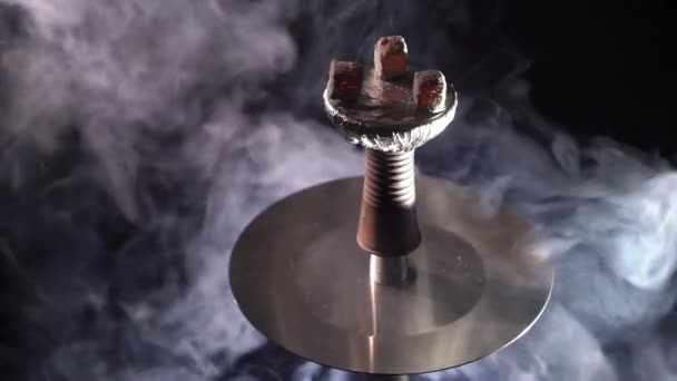 Hookah bowl with coals and smoke — Stock Video