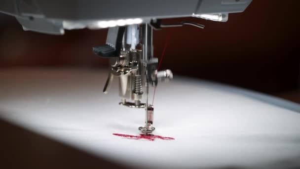 Sewing machine embroidery — Stock Video