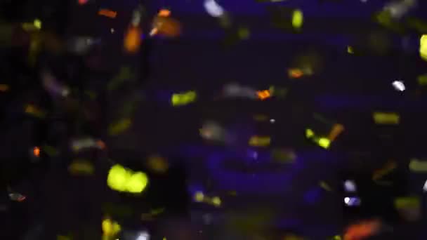 Confettis dans l'explosion de l'air à la fête — Video