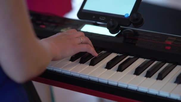 Musiker mit elektronischem Keyboard-Synthesizer-Piano. Band auf Konzertbühne spielt Musik — Stockvideo