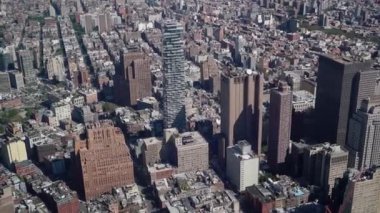 New York 'ta hava manzarası. Manhattan şehir merkezinin kuleleri.
