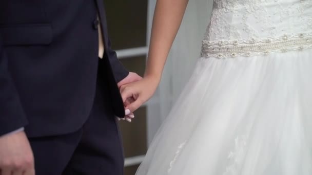 Ceremonia de boda en interiores. Novia y novio — Vídeos de Stock