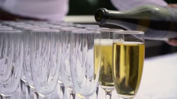 派对上的香槟和酒瓶。 酒精饮料和饮料 — 图库视频影像