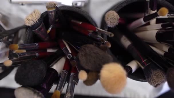 Brosses de maquillage. Mua instruments professionnels — Video