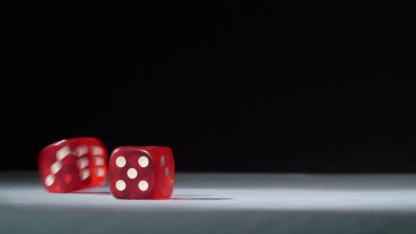 Dice on craps table in casino — Stock Video