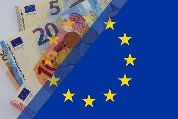 Schengen Bandera Avrupa Bayrağı Avrupa Bayrağı Kağıt Para — Stok fotoğraf