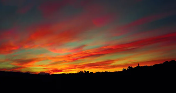 Sista Glöd Vacker Röd Solnedgång — Stockfoto