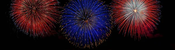 Colorful fireworks that explode and fill the darkness of the nig — Stock Photo, Image