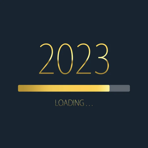 2023 Mutlu Yıllar Altın Yükleme Çubuğu koyu arka planda izole.