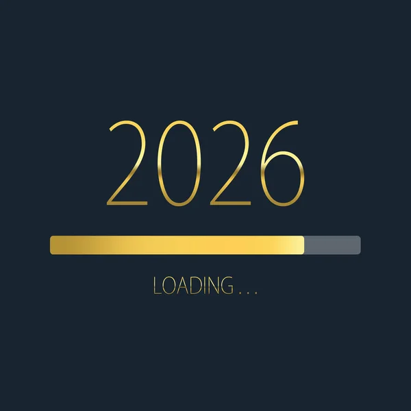 2026 frohes neues Jahr goldene Ladefortschrittsbalken isoliert auf dunklem Hintergrund. — Stockfoto