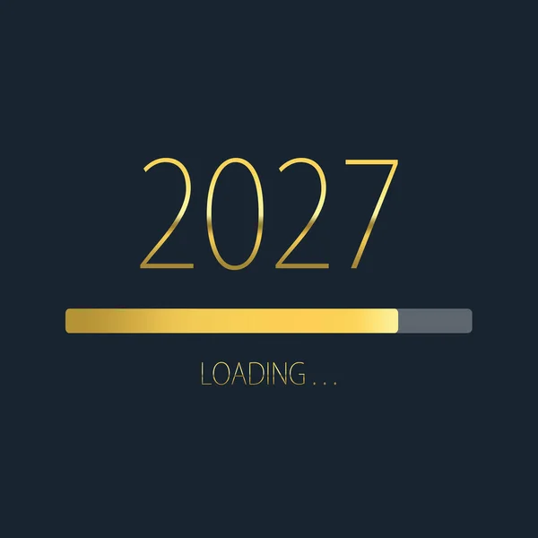 2027 frohes neues Jahr goldene Ladefortschrittsbalken isoliert auf dunklem Hintergrund. — Stockfoto