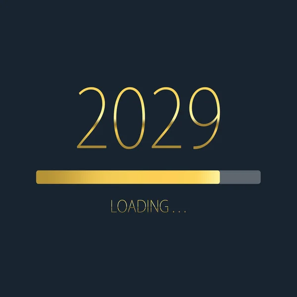 2029 Ευτυχισμένο το νέο έτος χρυσή γραμμή προόδου φόρτωσης απομονώνονται σε σκούρο φόντο. — Φωτογραφία Αρχείου