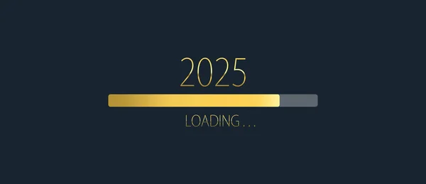 2025 feliz ano novo dourado carregar barra de progresso isolado no fundo escuro . — Fotografia de Stock