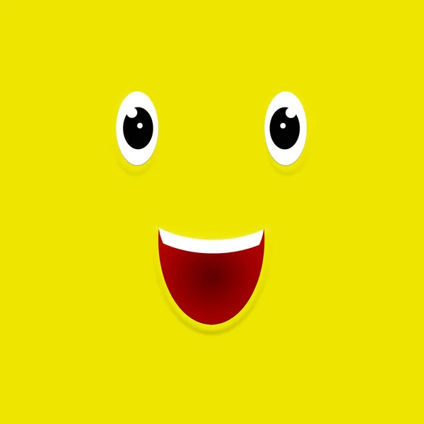 Speech Bubble Smiley Face Yellow Background — ストック写真