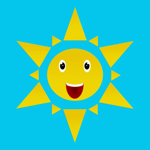 Speech Bubble Smiling Sun Light Blue Background — Stock Photo, Image