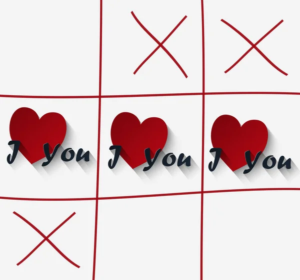 Valentin Napi Illusztráció Tic Tac Toe Játék Szív Felirat Love — Stock Fotó