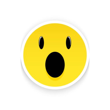 Şaşırmış sarı gülen yüz beyaz arkaplanda izole edilmiş.