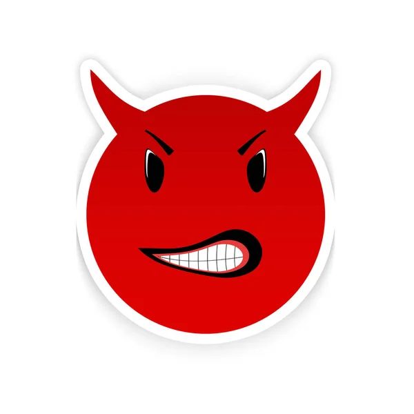 Rotes Emoticon Gesicht Der Wut Isoliert Auf Weißem Hintergrund — Stockfoto